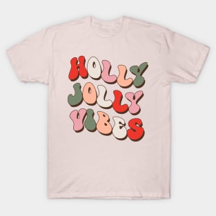 Holly Jolly Vibes Retro Design T-Shirt